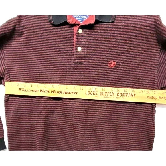 Vintage Duck Head‎ Cotton Collared Long Sleeve Burgundy and Black Sweater size L - Picture 2 of 8